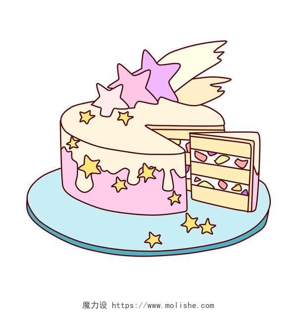 卡通原创手绘美味蛋糕星星蛋糕